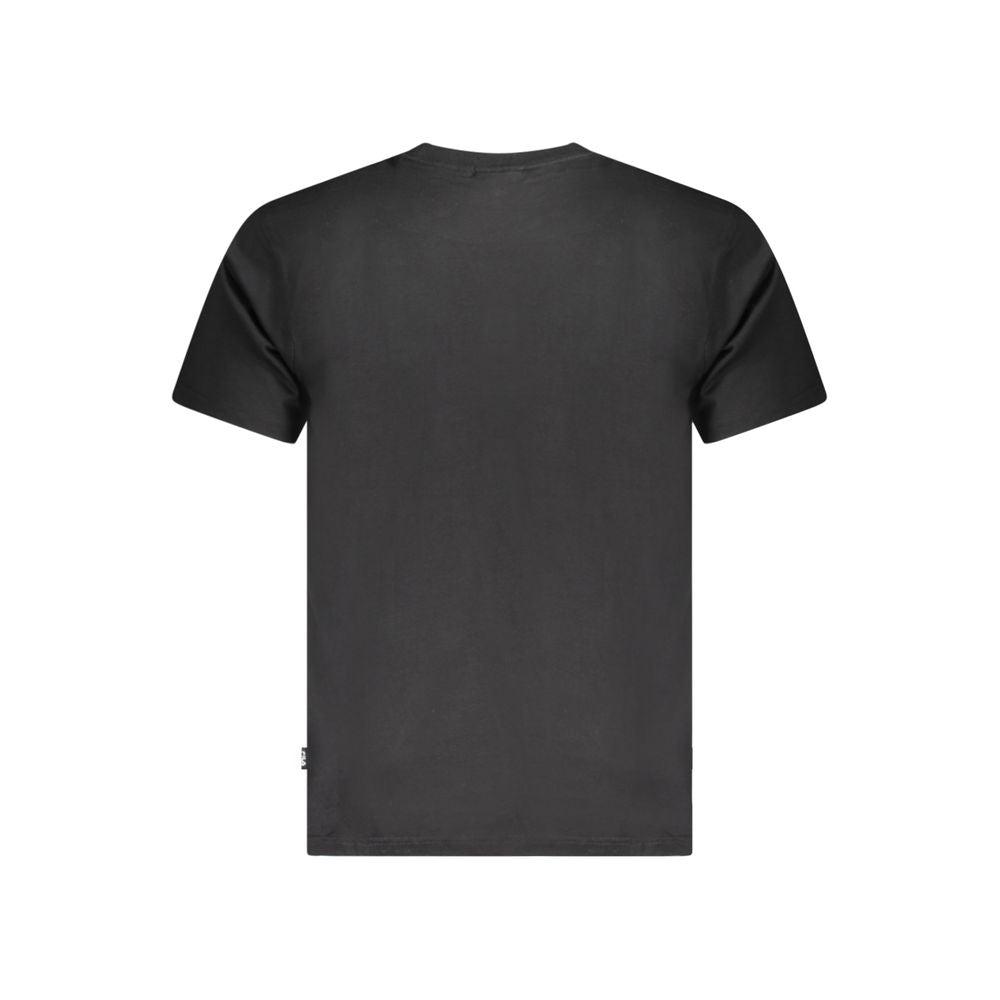 A black cotton unisex t-shirt with short sleeves