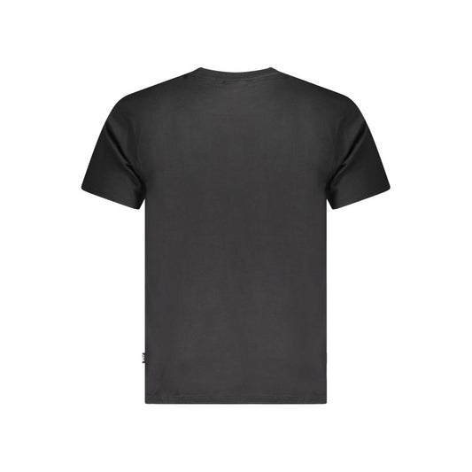 A black cotton unisex t-shirt with short sleeves