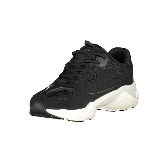 A black and white sneaker with a lace-up front
