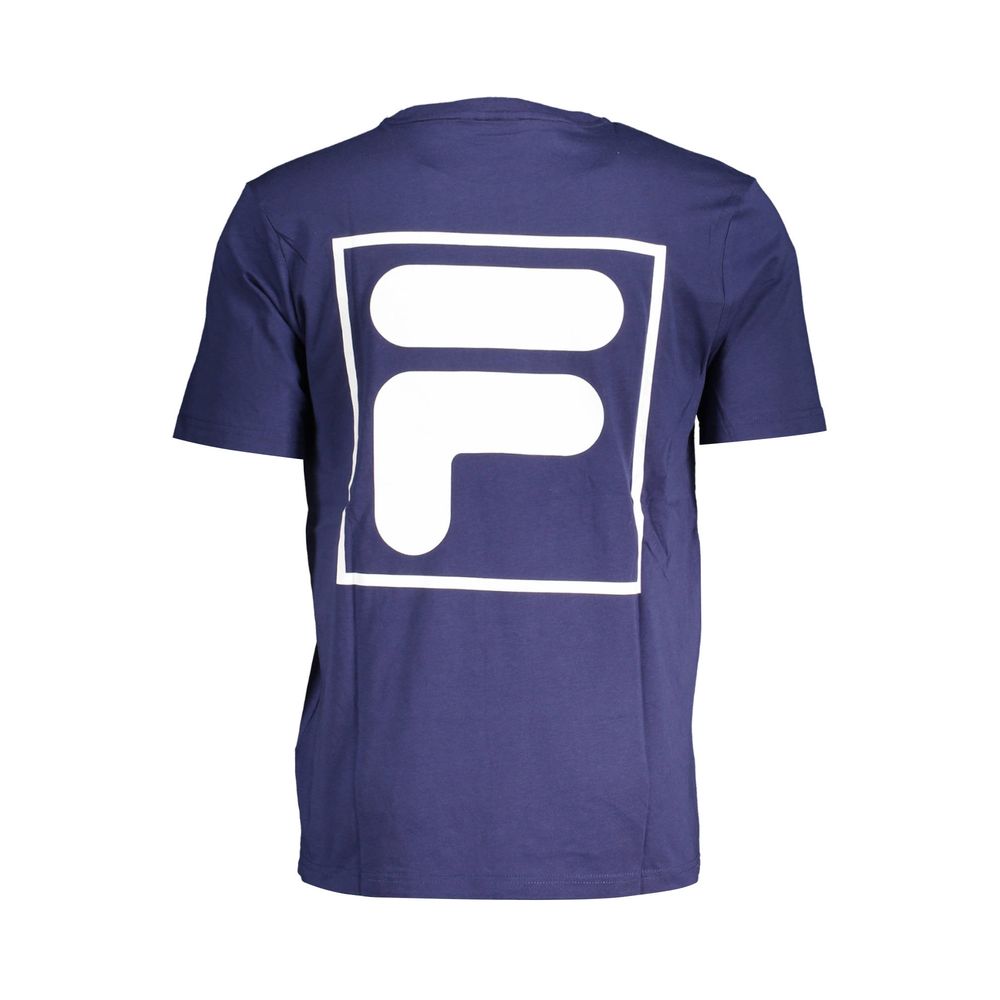 Purple t-shirt with white logo on back