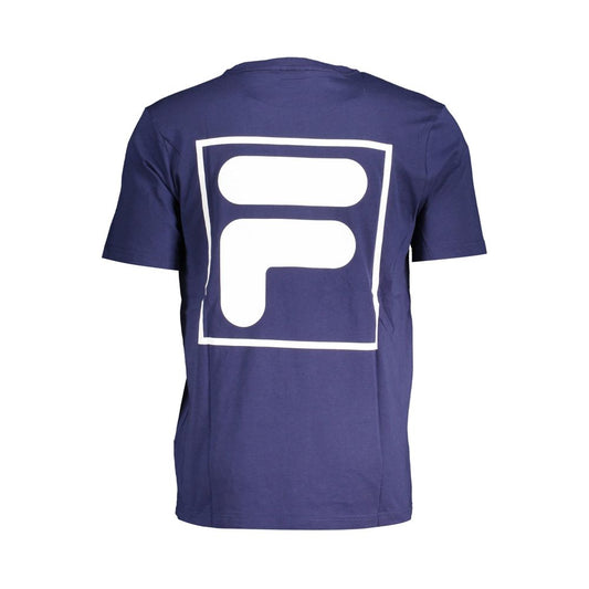 Purple t-shirt with white logo on back