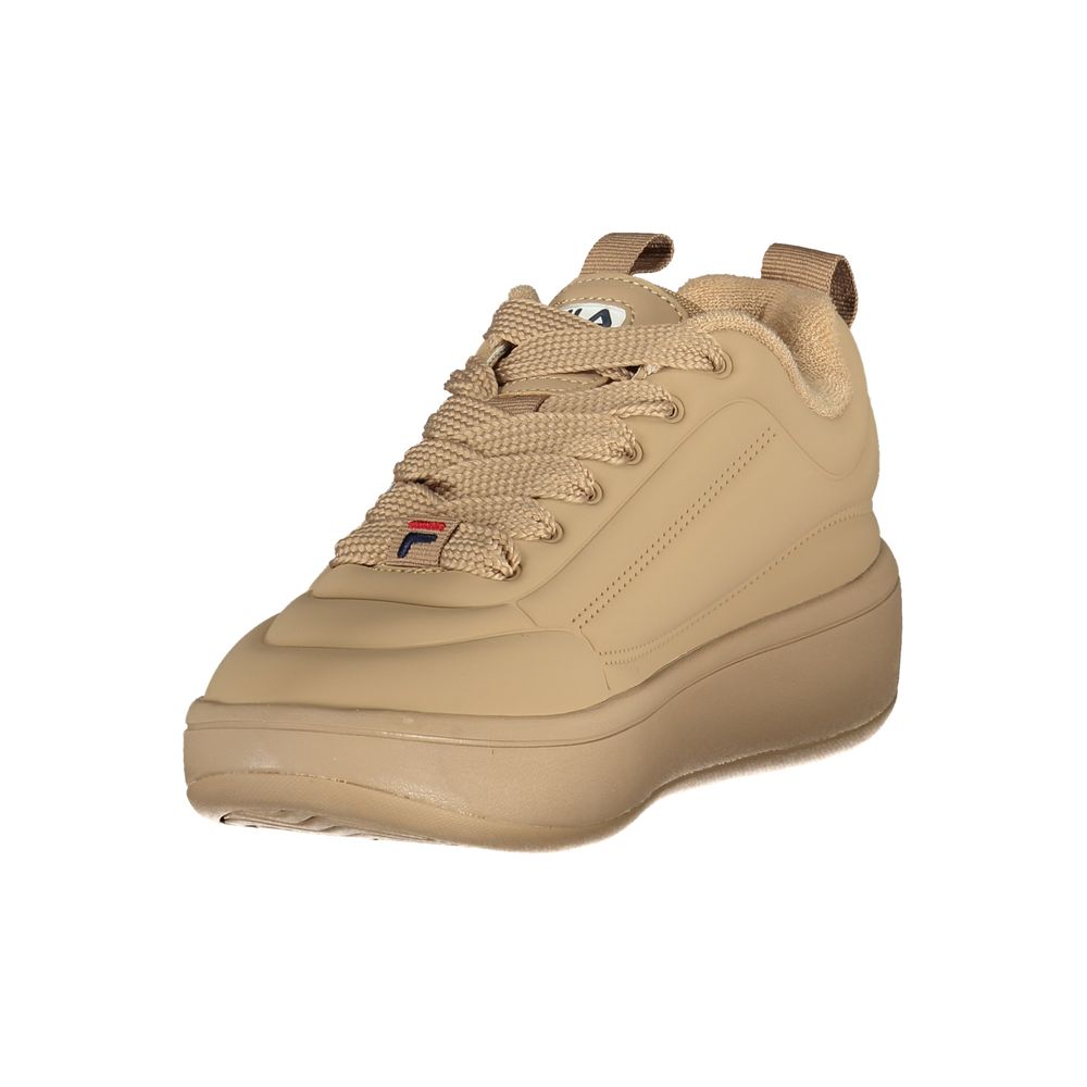Tan Fila women's sneaker with laces, polyurethane sole and logo on side