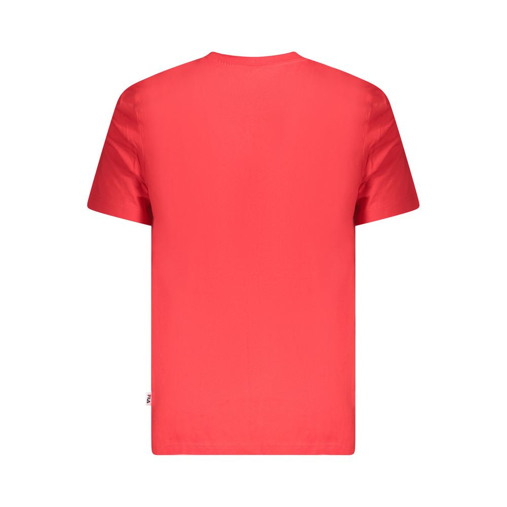 A red cotton men's t-shirt with short sleeves