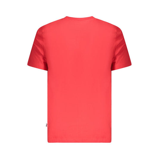 A red cotton men's t-shirt with short sleeves