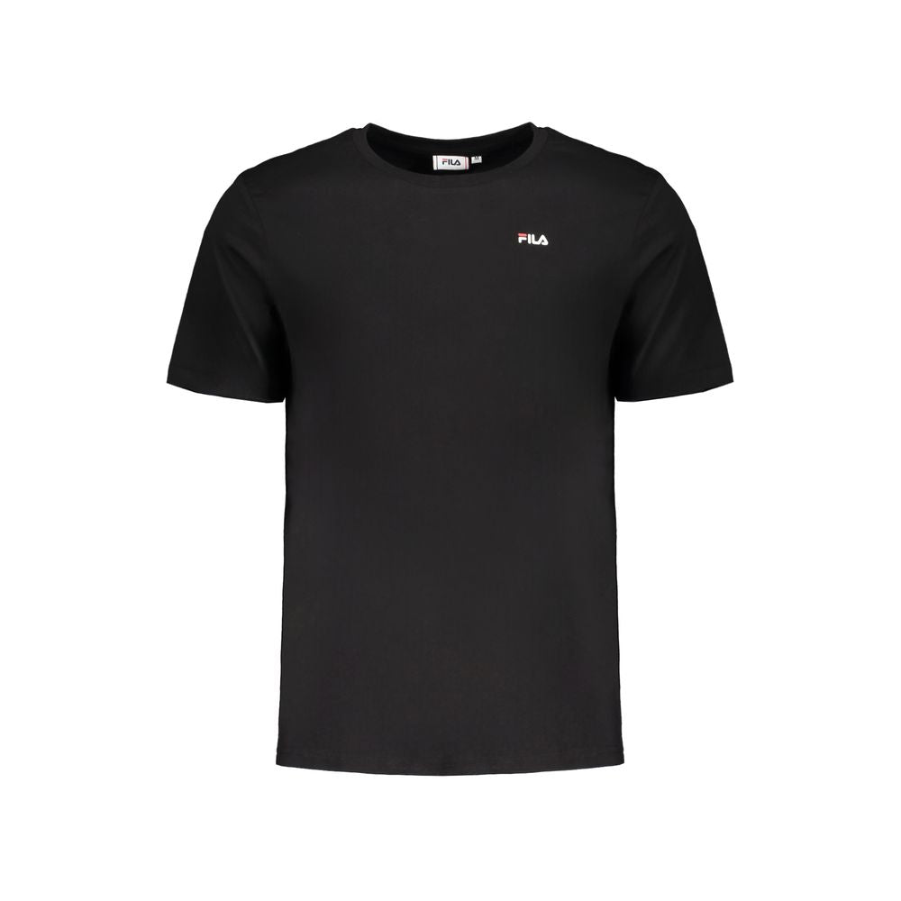 Black t-shirt with white logo on front