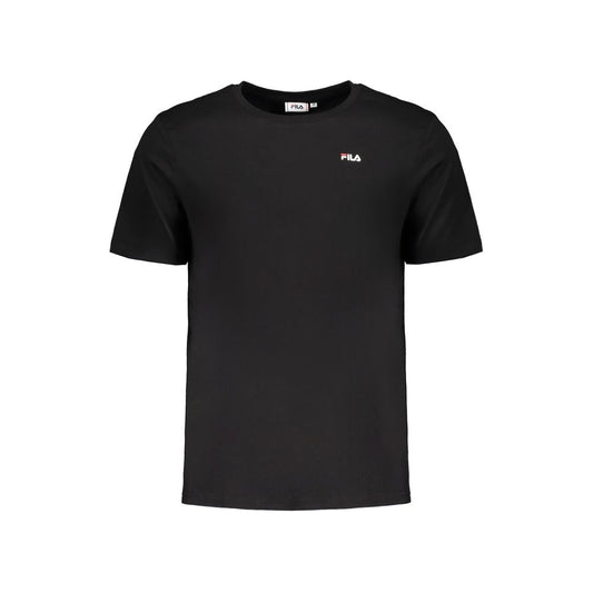 Black t-shirt with white logo on front