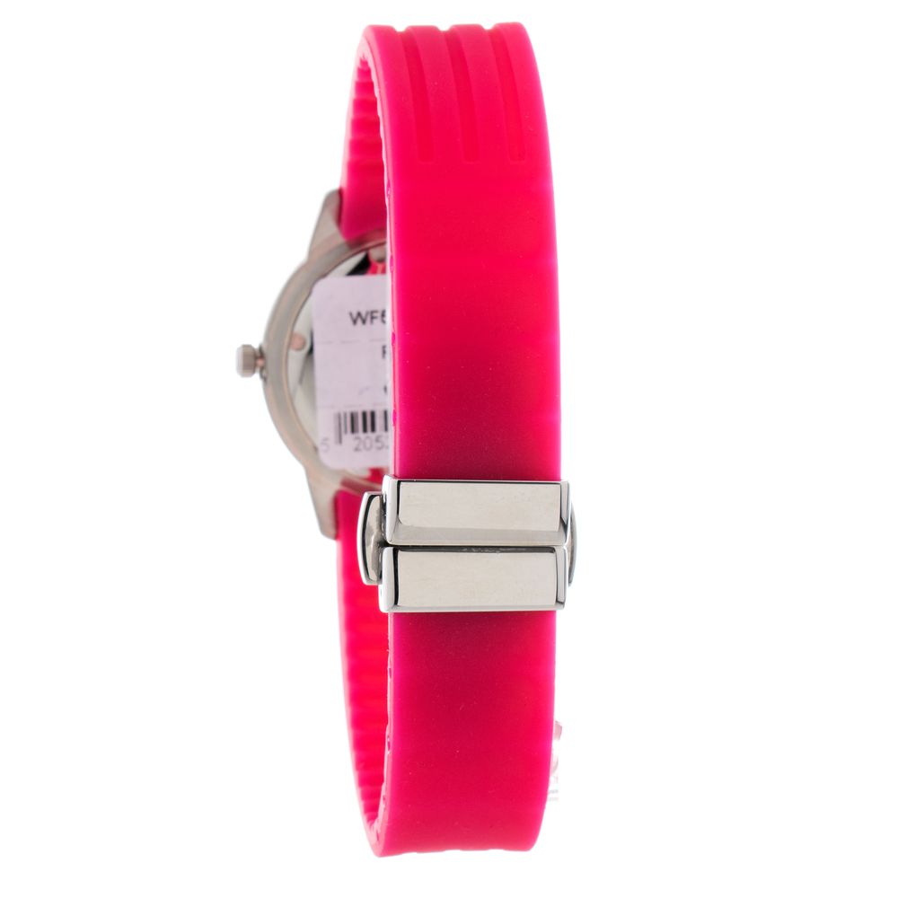 Red plastic watch strap with silver buckle