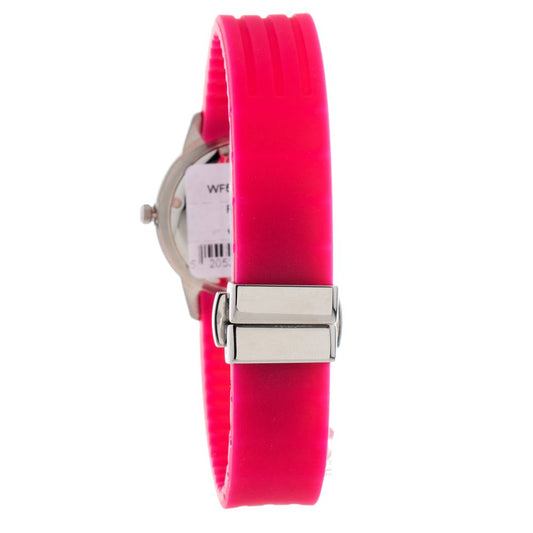 Red plastic watch strap with silver buckle