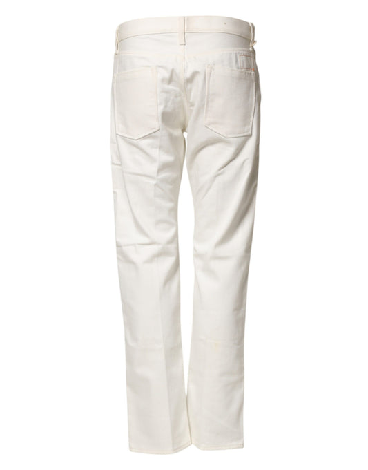 Pair of light beige cargo pants with pockets on sides