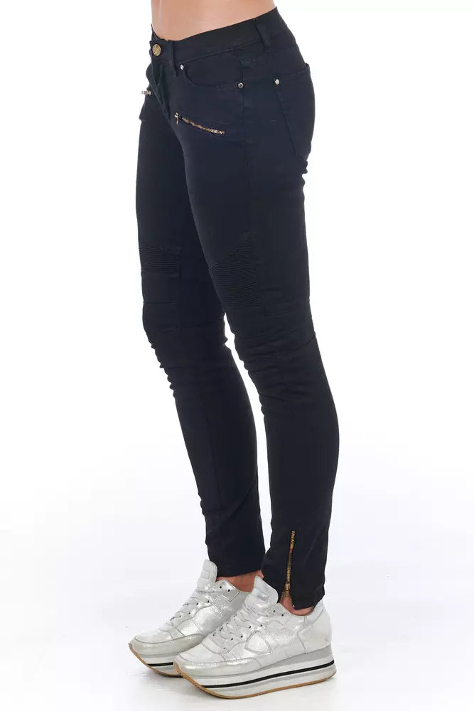 Pair of black skinny jeans with zipper detailing