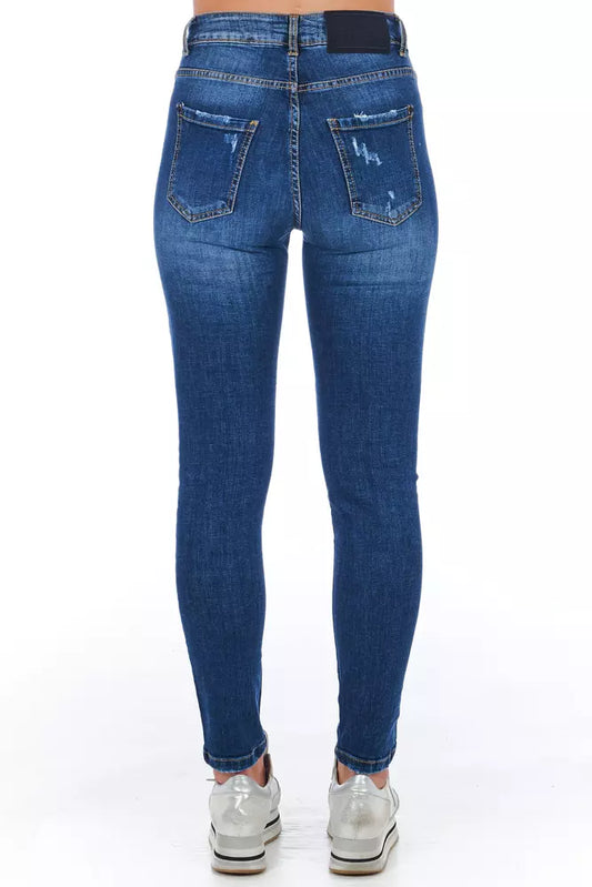 Pair of blue denim jeans on a mannequin