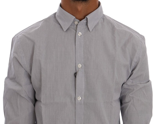 Men's button down shirt in gray plaid pattern