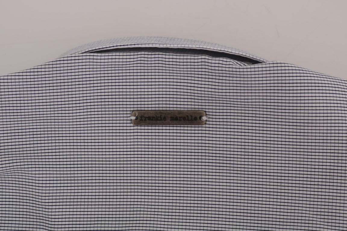 Black fabric with white patterned design on front