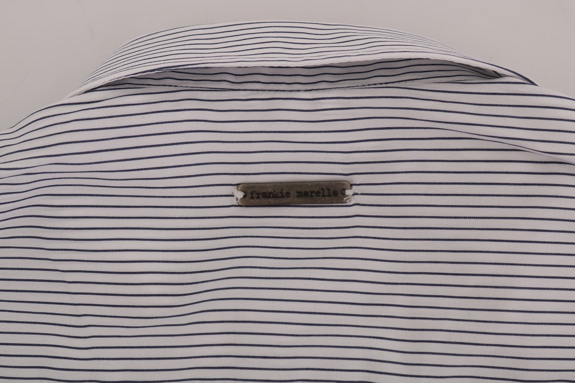 Striped shirt with a button closure