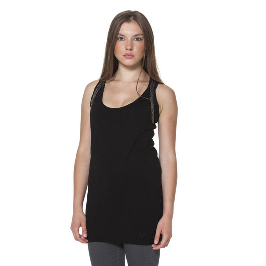 Black tank top on woman