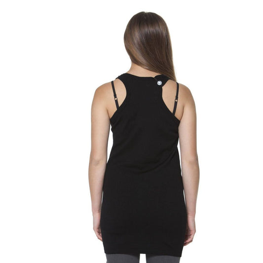 Black tank top on woman's back
