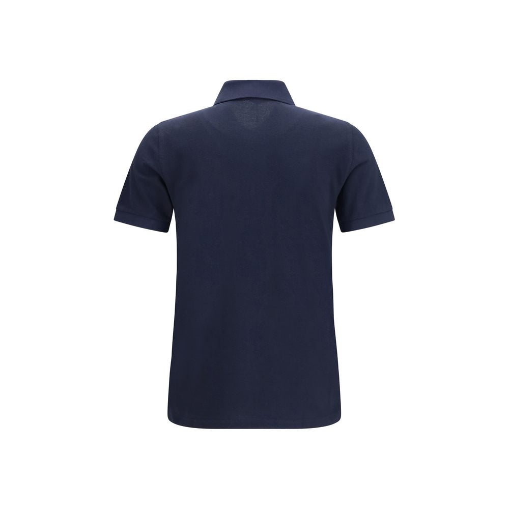 Navy blue polo shirt with short sleeves