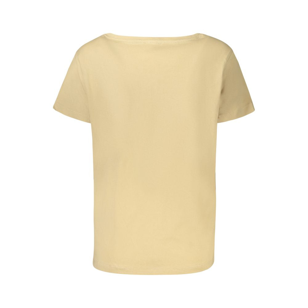 A beige women's t-shirt with short sleeves