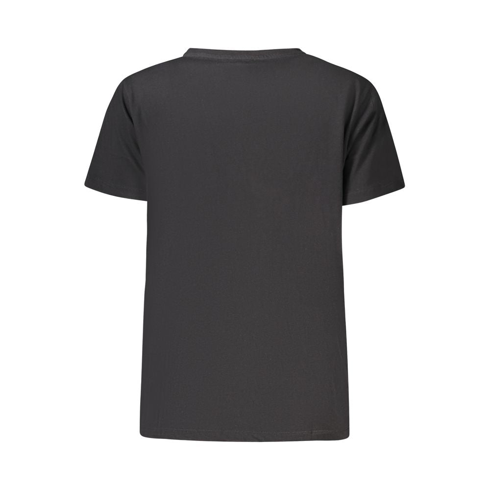A black cotton women's t-shirt with short sleeves