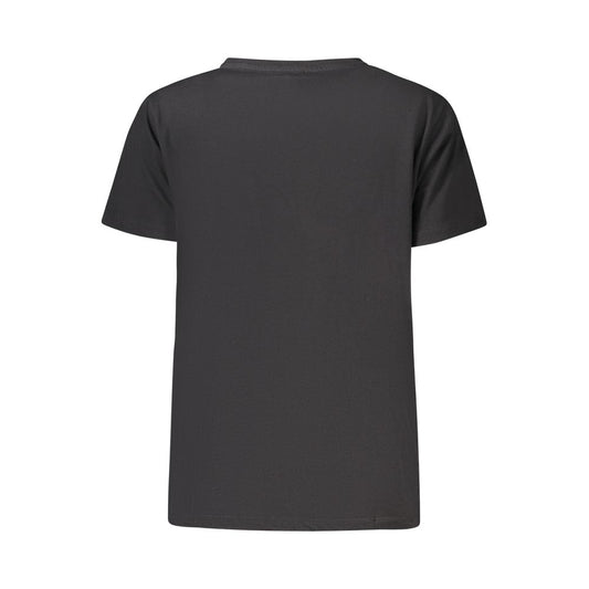 A black cotton women's t-shirt with short sleeves