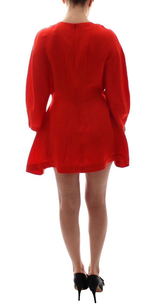 Red dress on a woman's back