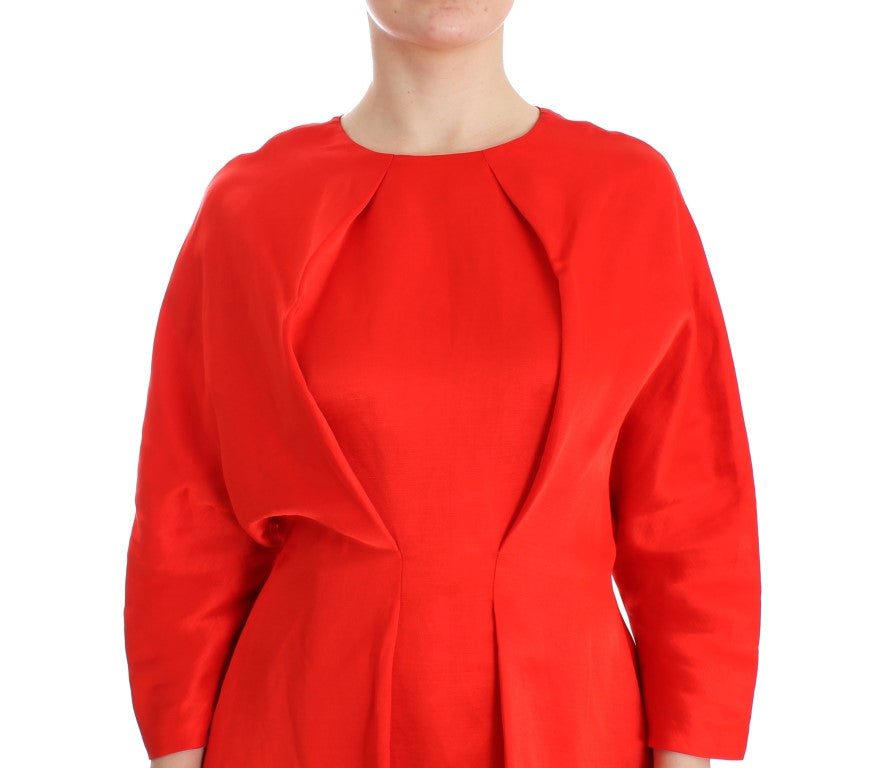Red dress with ruffled sleeves