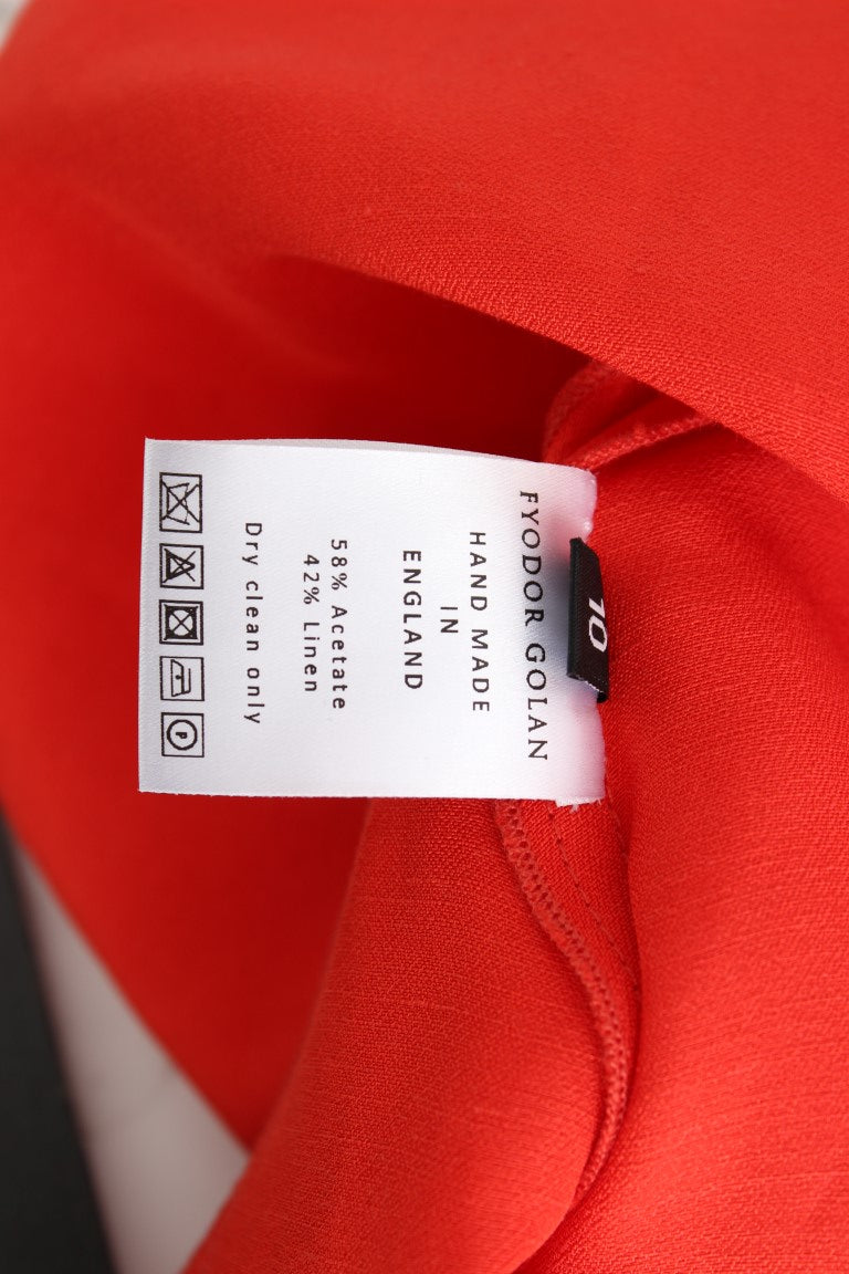 Red fabric with white label