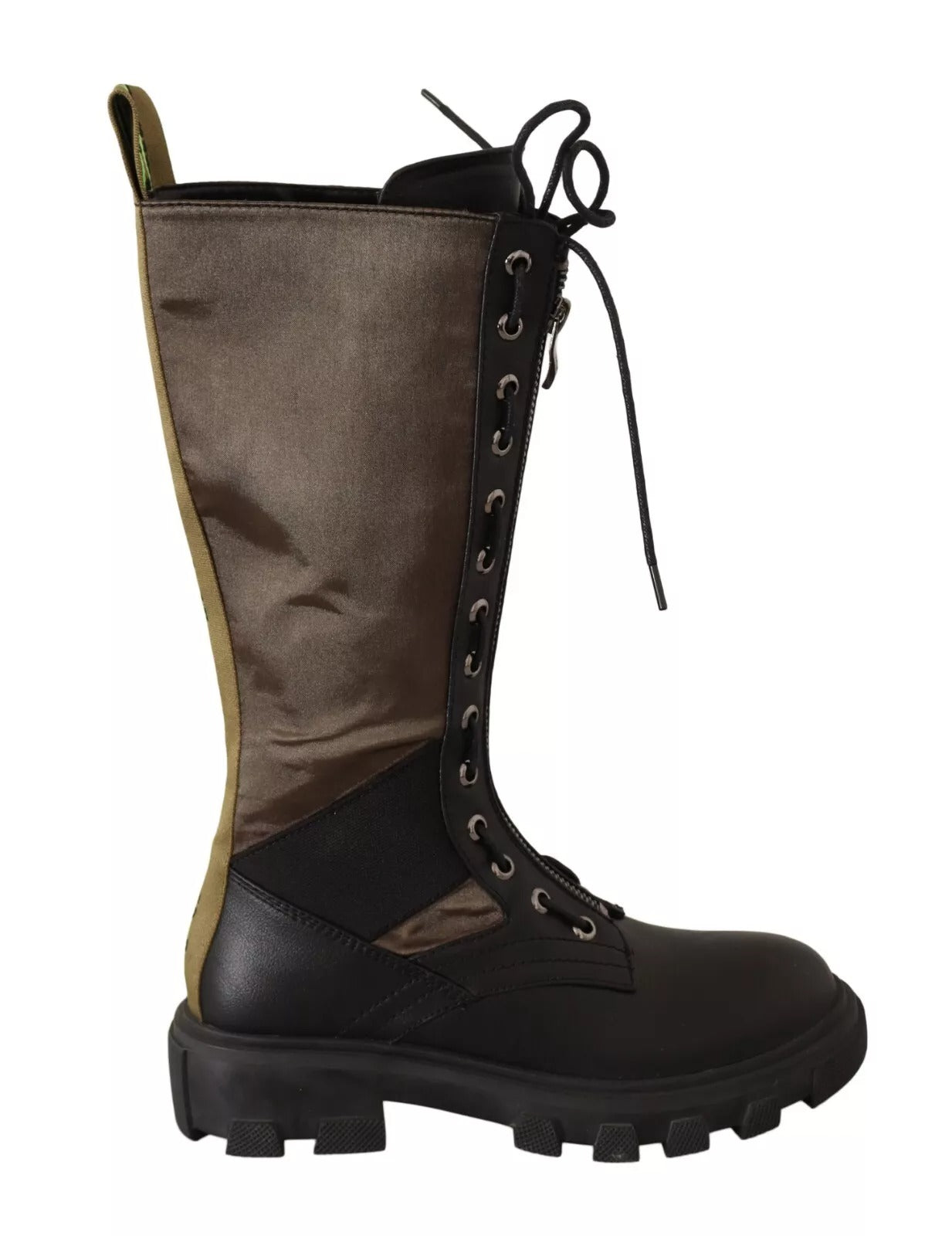 Brown boot with laces and a pull tab
