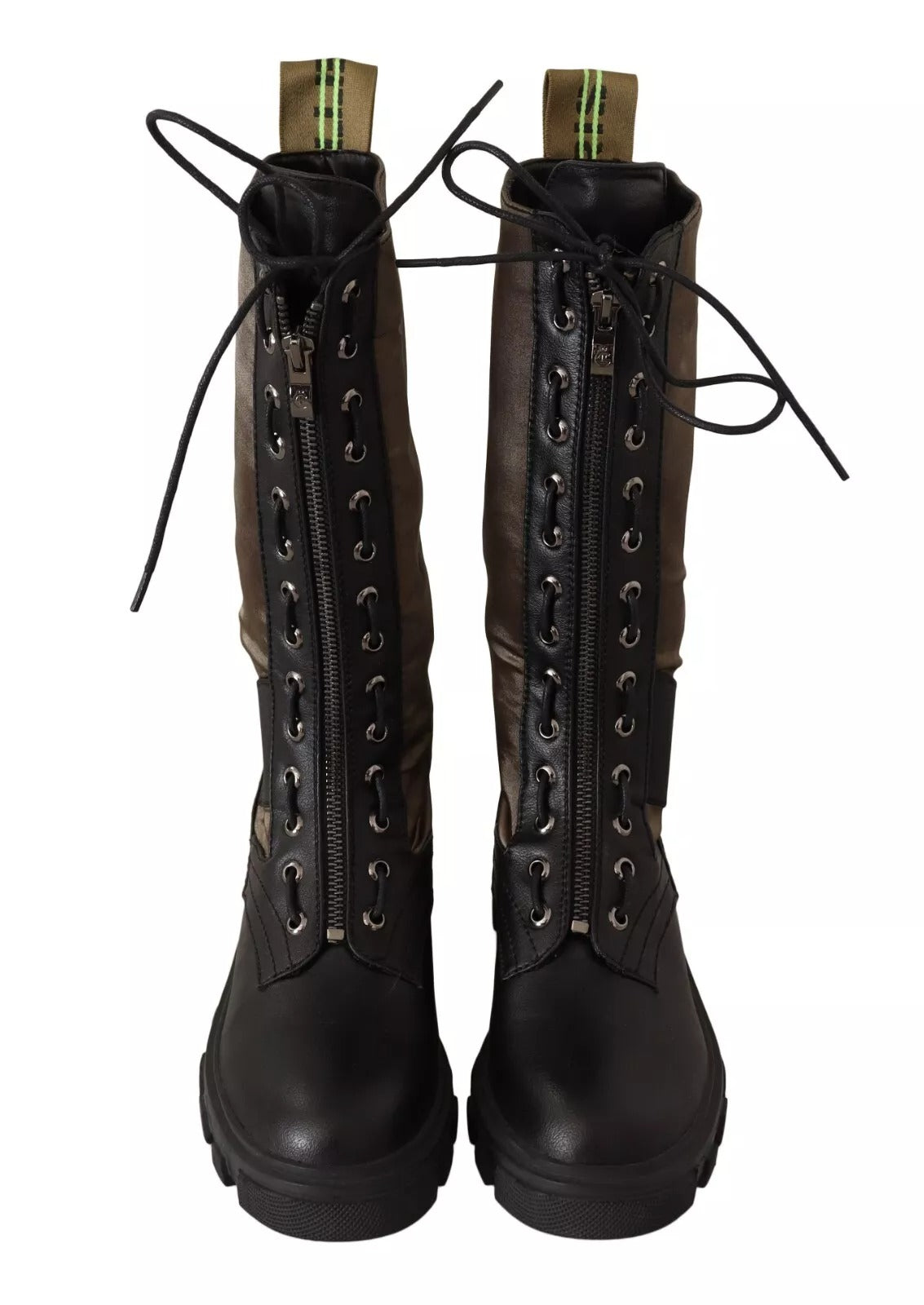 Pair of black leather boots with metal studs
