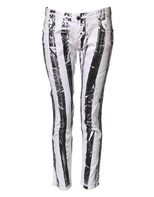 White pants with black stripes