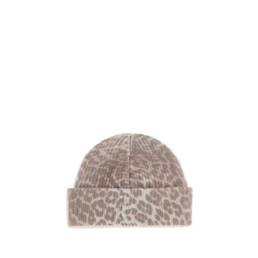"Ganni leopard patterned beanie hat"