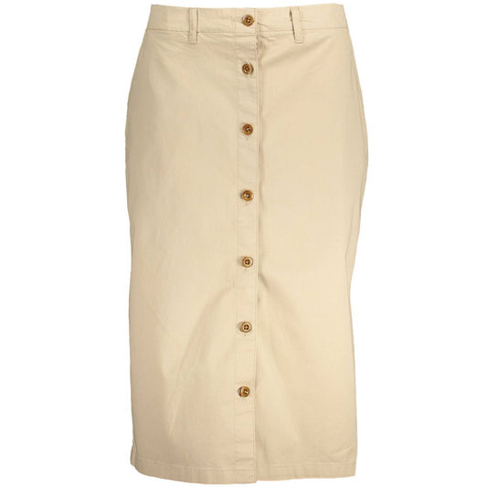 Tan pleated skirt with buttons down front