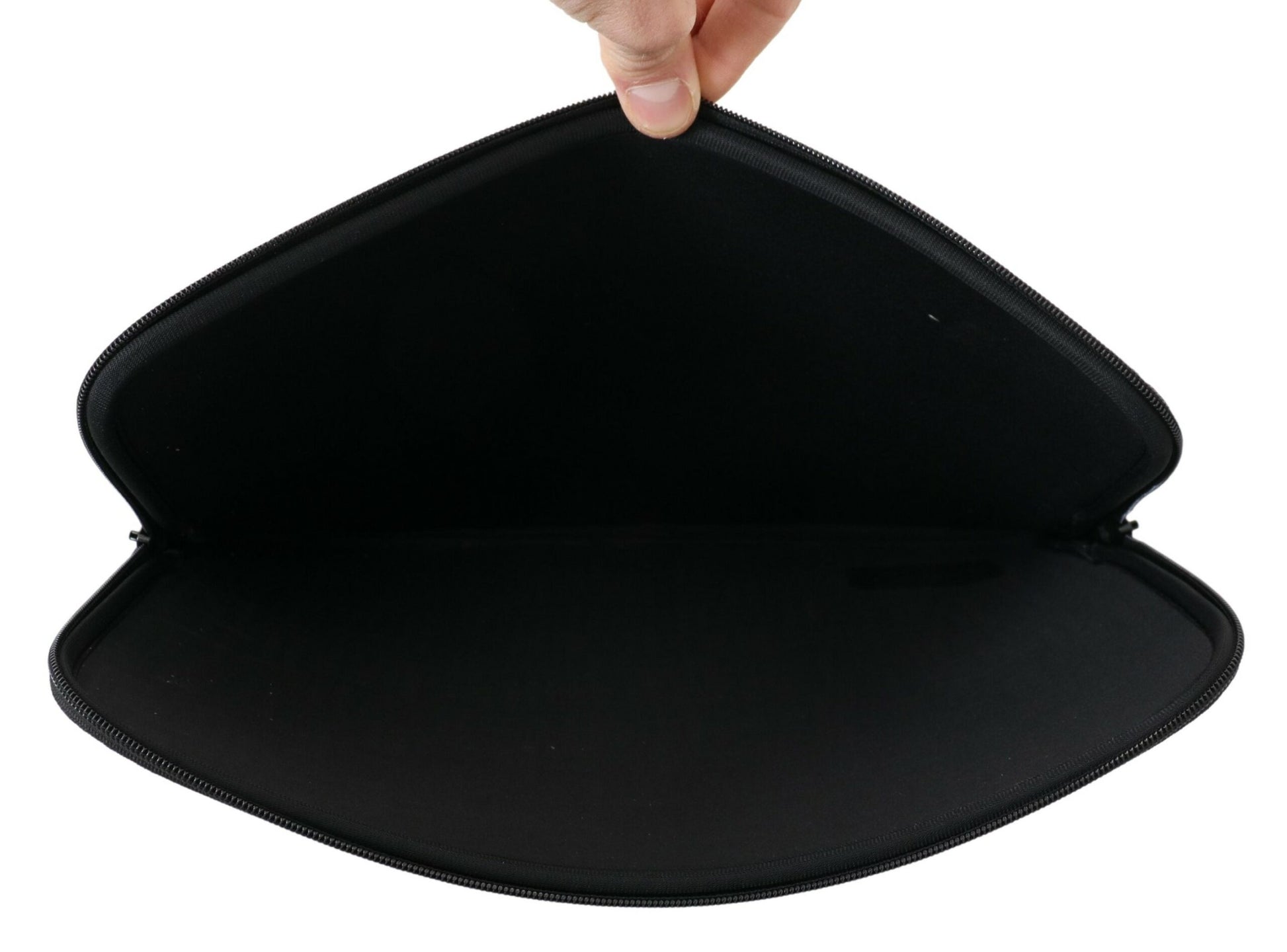Black fabric with a curved shape and pointed ends