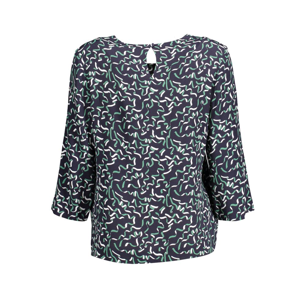 Blue patterned blouse with long sleeves