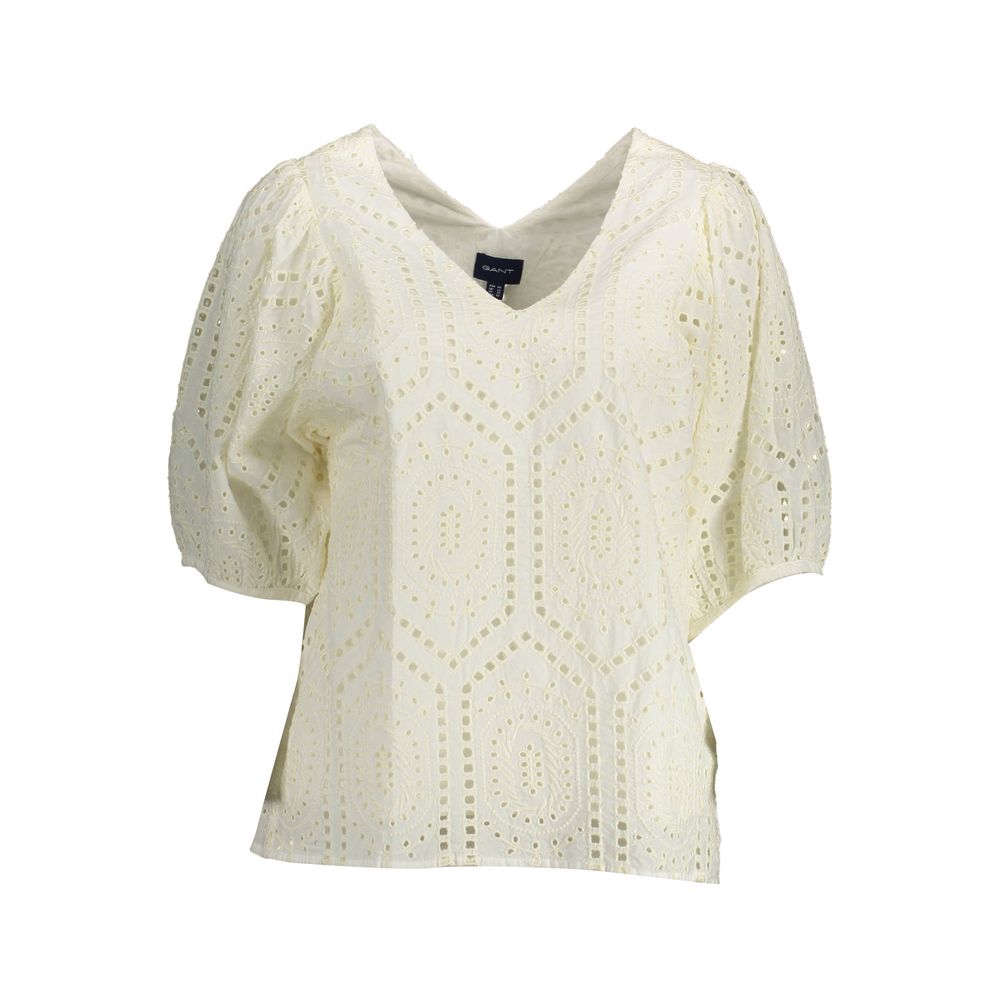 White embroidered long sleeve top
