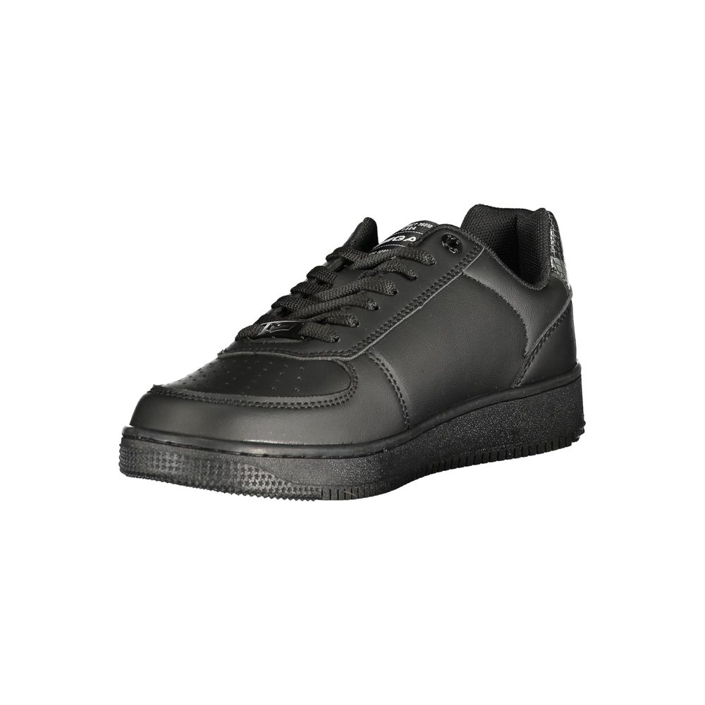 A black women's sneaker with a textured sole