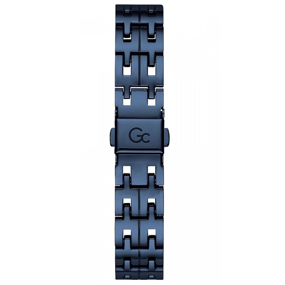 A blue stainless steel watch with a clasp