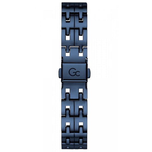 A blue stainless steel watch with a clasp