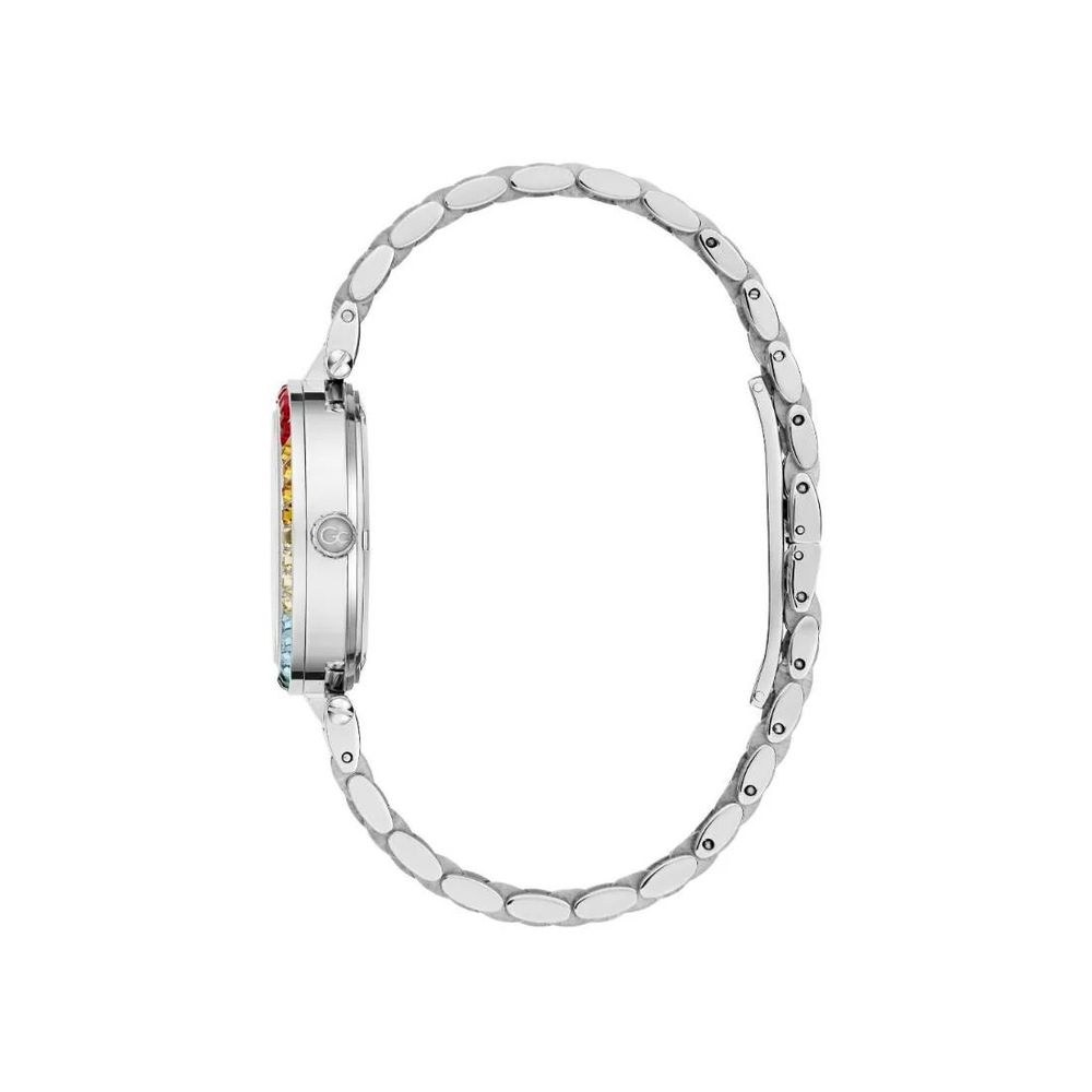 Silver bracelet with watch face