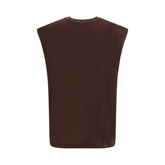 Brown cotton sleeveless t-shirt