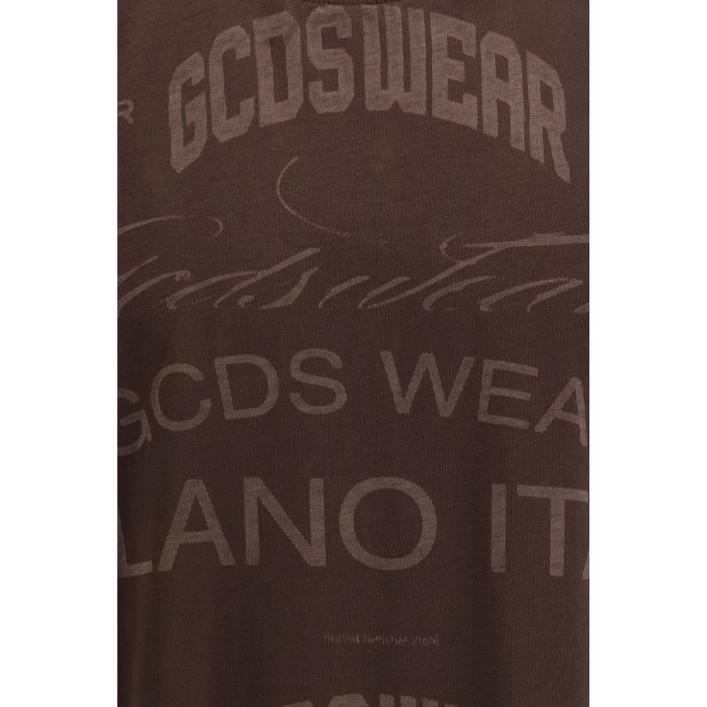 A brown cotton sleeveless t-shirt with text on it