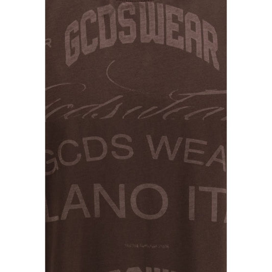 A brown cotton sleeveless t-shirt with text on it