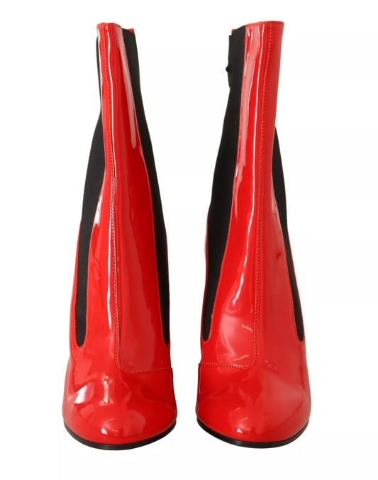 Red knee high boots