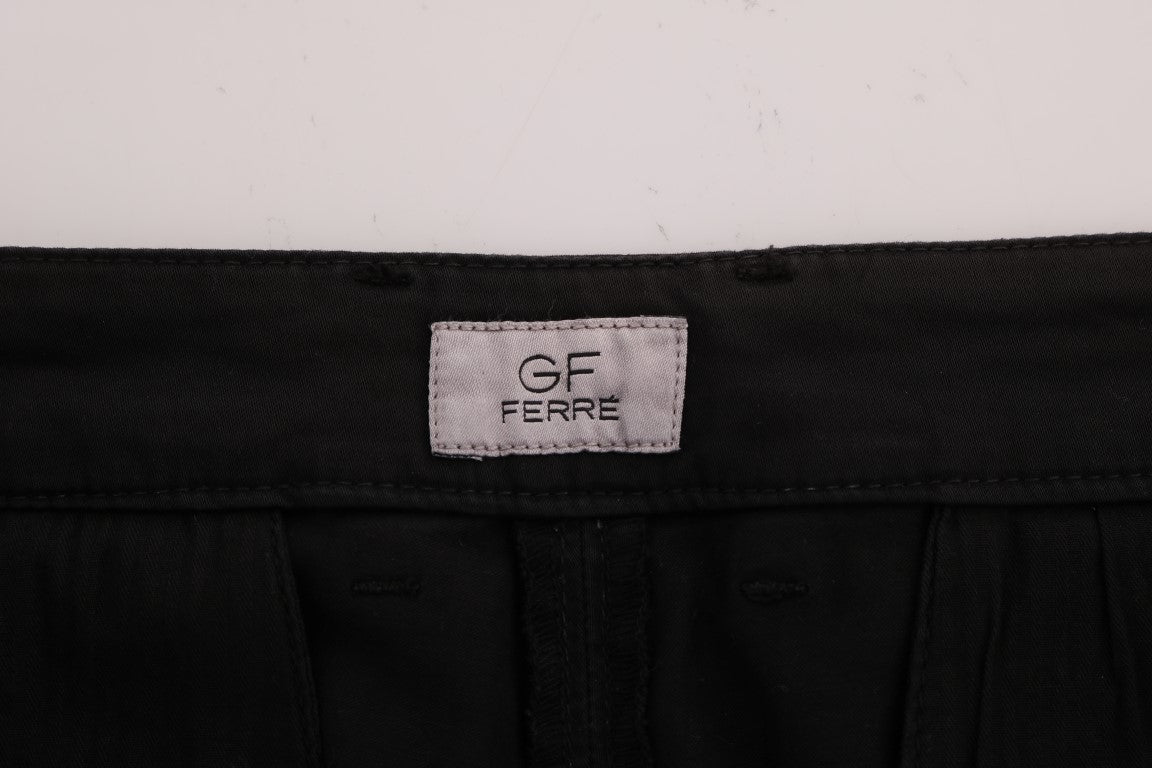 Black pants with white label on waistband