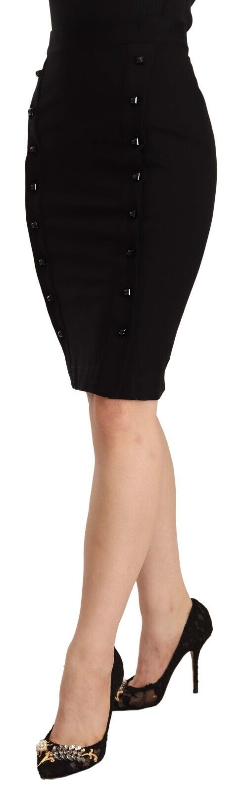 Black pencil skirt worn by a woman