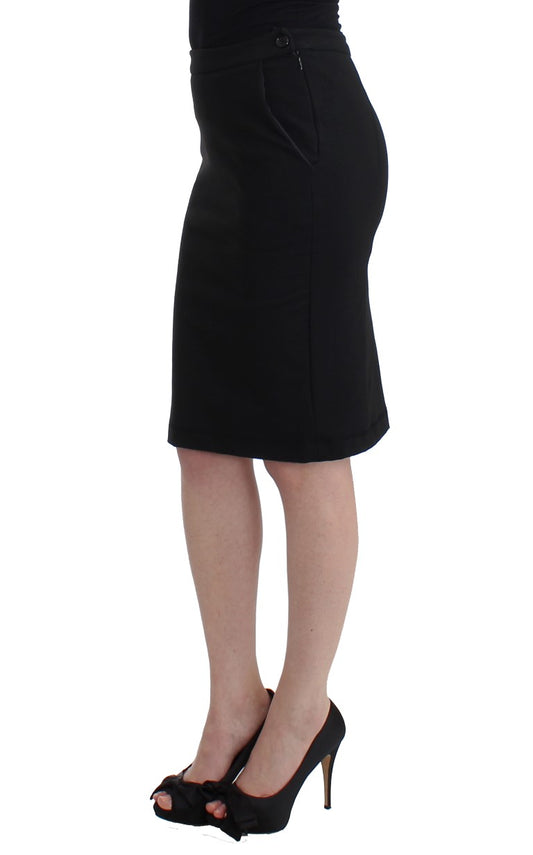 Black pencil skirt worn by a woman