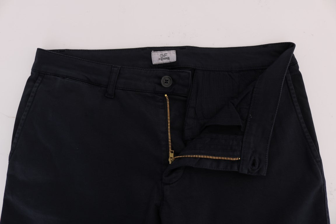 Pair of black jeans with zippered pocket on left leg