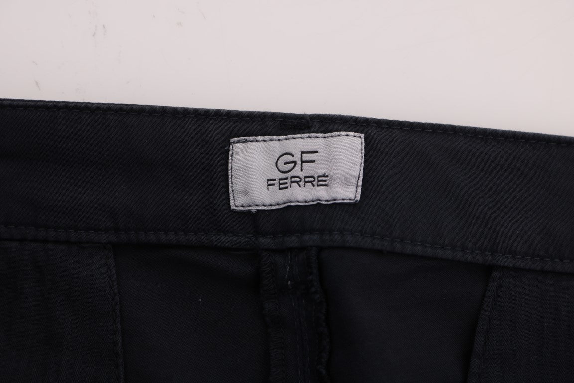 Black pants with white label on waistband
