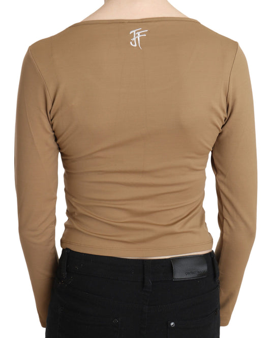 Long sleeve brown shirt on a mannequin
