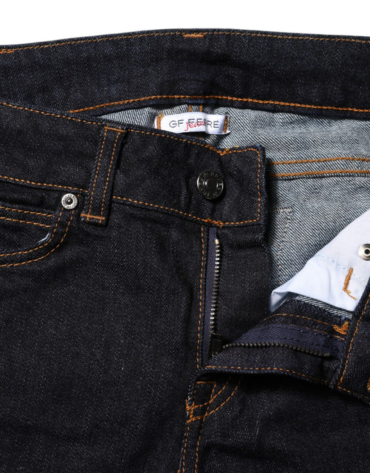 Pair of blue jeans with zipper on front